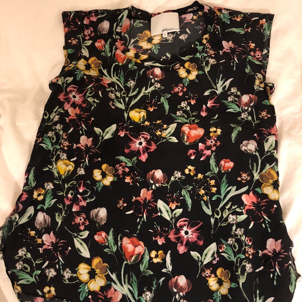 3.1 Philip Lim Sleeveless 100% Silk Floral Top